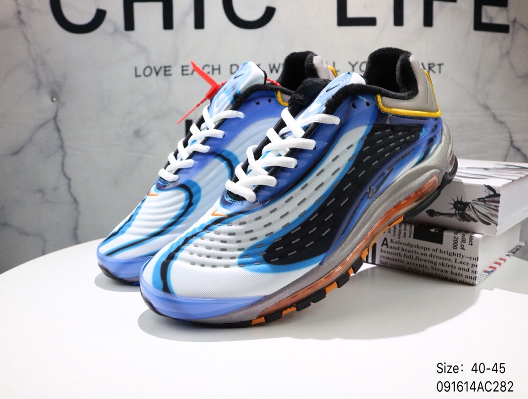 Men Nike Air Max 99 White Blue Black Orange Running Shoes - Click Image to Close